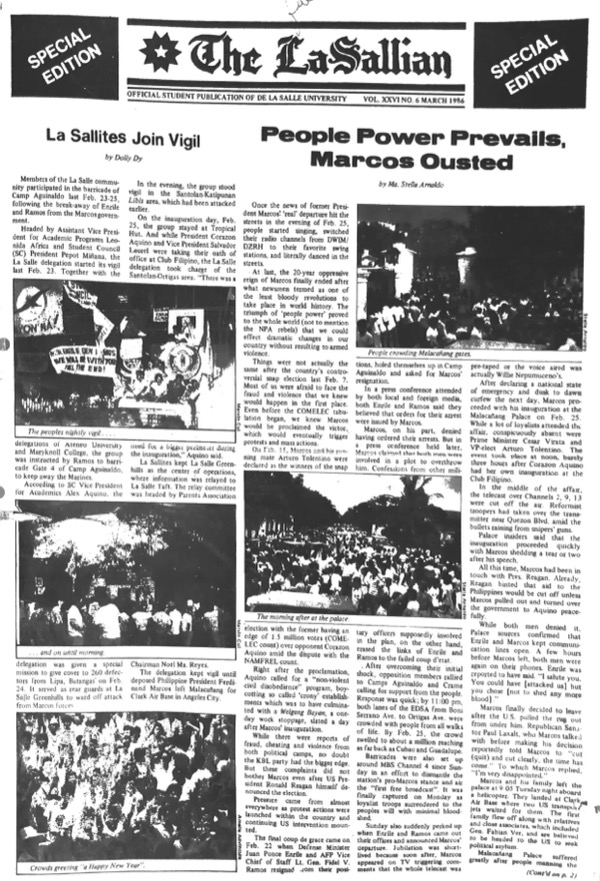 The LaSallian March 1986 People Power Special Edition